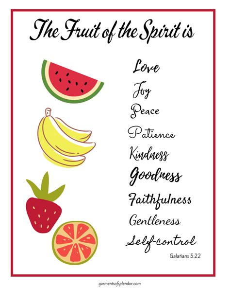 fruits of the holy spirit catholic printable.